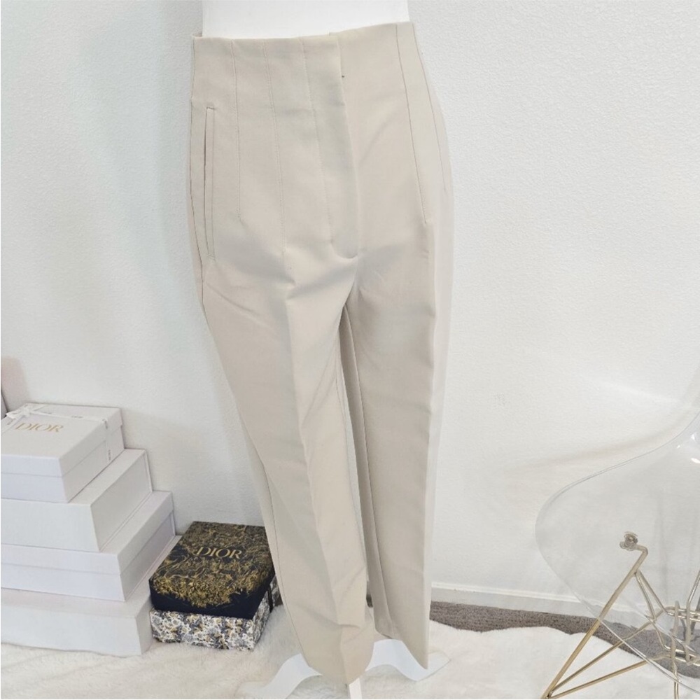 ZARA High Waisted Pants in Beige sz M EUC & SOLD OUT - Picture 6 of 10